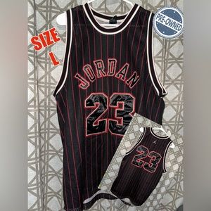 NIKE AIR JORDAN 23 BASKETBALL JERSEY VINTAGE BLACK WITH RED STRIPES SIZE L